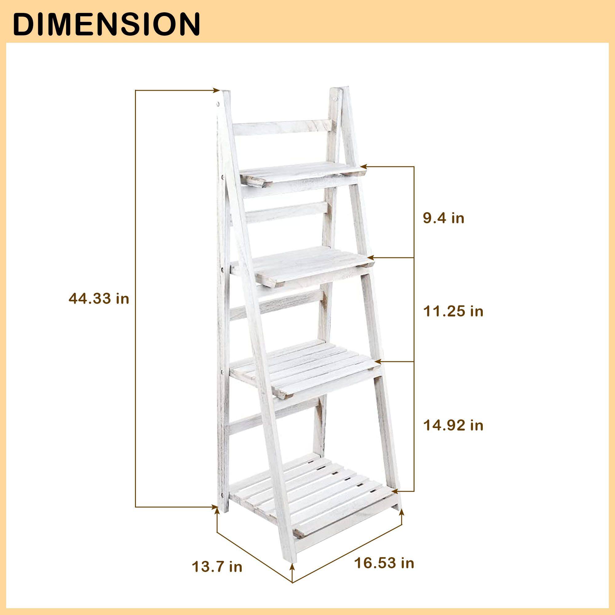 NEX™ 44" White 4 Tier Foldable Plant Shelf Storage Rack